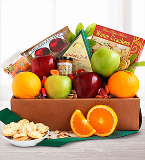 PANIER DE FRUITS FRAIS ET GOURMANDISES