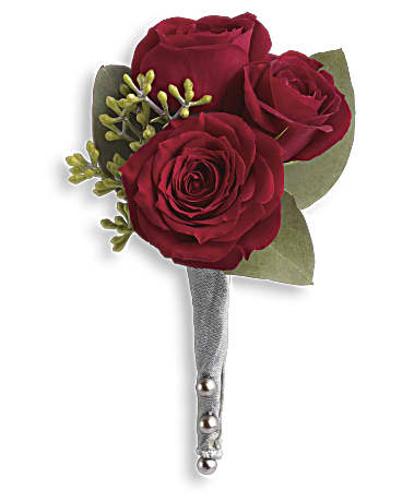 BOUTONNIERE ROSE ROUGE DU ROI