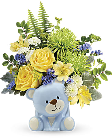 Bouquet Ours bleu joyeux