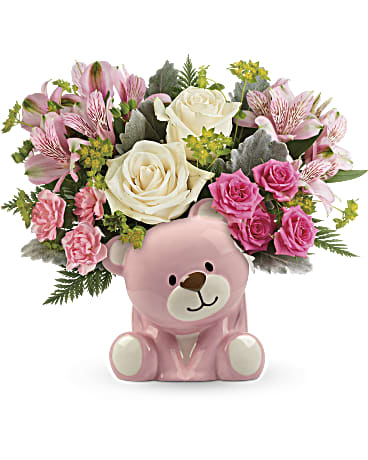 Bouquet Ours rose precieux